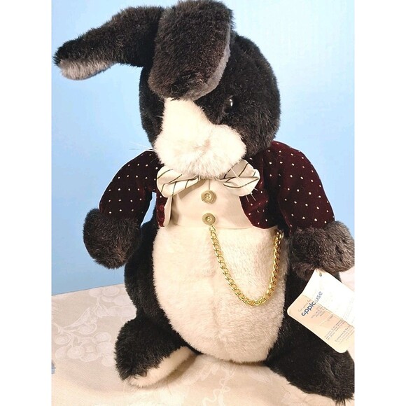 Applause VTG 1986 AFTER EIGHT Rabbit Plush Stuffed Animal Toy Tuxedo Bow Chain - Picture 10 of 12
